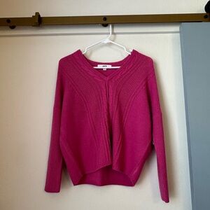 NWT Jack by BB Dakota Dolman Cable Knit V-Neck Sweater in Hot Pink- Size S